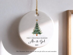 First Christmas Married Ornament, Mr and Mrs Ornament, Personalized Wedding Gift, Newlywed Christmas Gift, Wedding Christmas Ornament