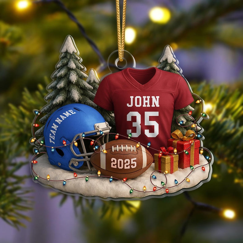 Personalized Football Ornament 2025: Custom Jersey & Helmet Keepsake