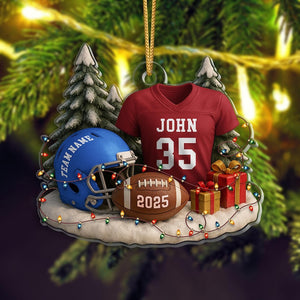 Personalized Football Ornament 2025: Custom Jersey & Helmet Keepsake