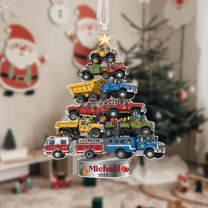 Personalized Trucks Christmas Tree Ornament, Vehicle Holiday Keepsake, Kids Ornament, Baby Boy Christmas Present, Christmas Gift For Child