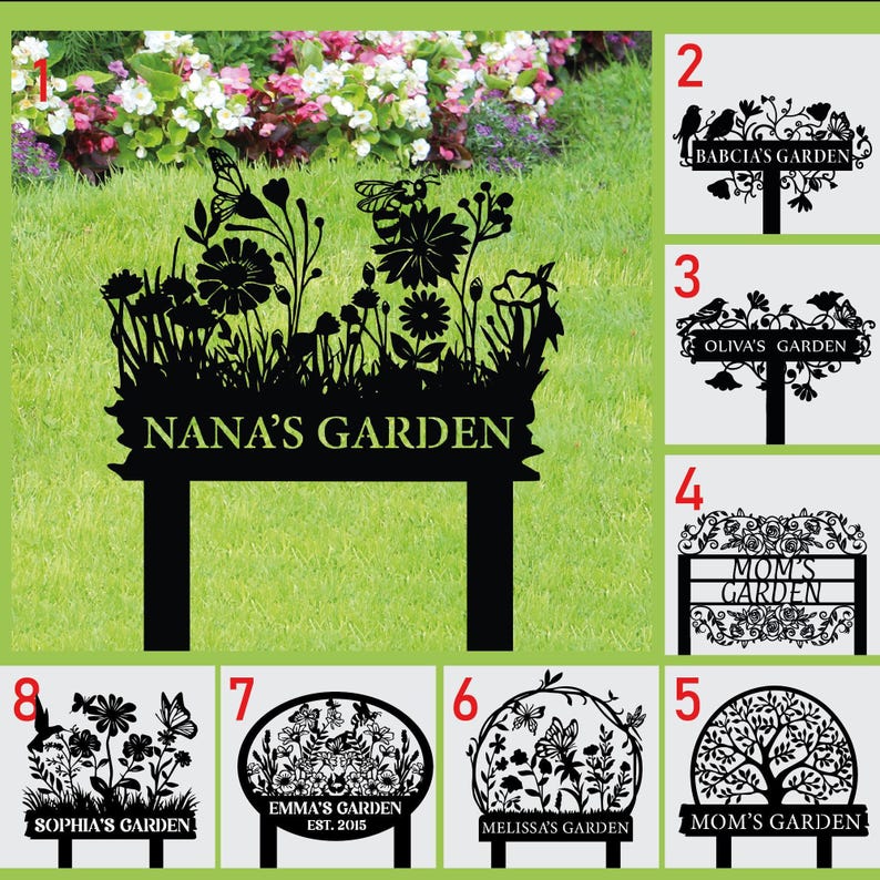 Personalized Garden Sign with Flower Design, Custom Garden Stake with Bird, Custom Garden Gift, Flower Garden Decor, Custom Name Mother Gift