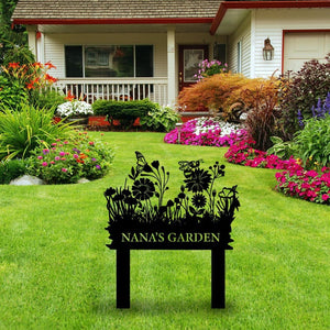 Personalized Garden Sign with Flower Design, Custom Garden Stake with Bird, Custom Garden Gift, Flower Garden Decor, Custom Name Mother Gift
