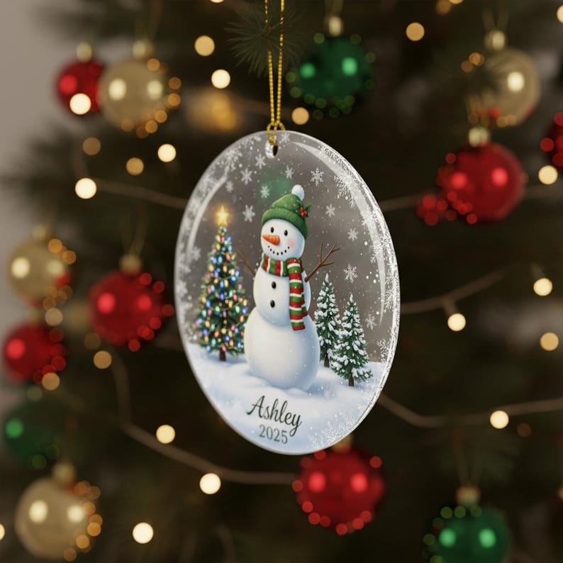 Personalized Snowman Ornament, Custom Name Acrylic Ornament 2025, Holiday Tree Decoration, Christmas Gift for Family, Winter Keepsake