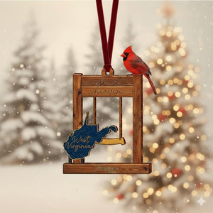 WV Almost Heaven Swing Acrylic Ornament,West Virginia Home Decor,West Virginia Ornament,WV Lover, West Virginia State Ornament,Cardinal Gift