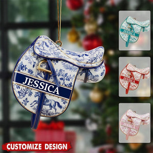 Personalized Equestrian Saddle 2D Flat Ornament, Custom Acrylic Ornament For Horse Riding Lovers, Rider Gift, Farm Animal Holiday Keepsake