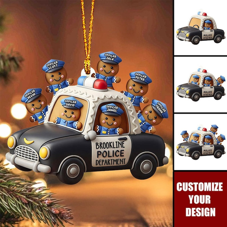 Custom Gingerbread Police Officer 2D Ornament, Personalized Acrylic Ornament For Law Enforcement, Policeman Keepsake, Police Department Gift