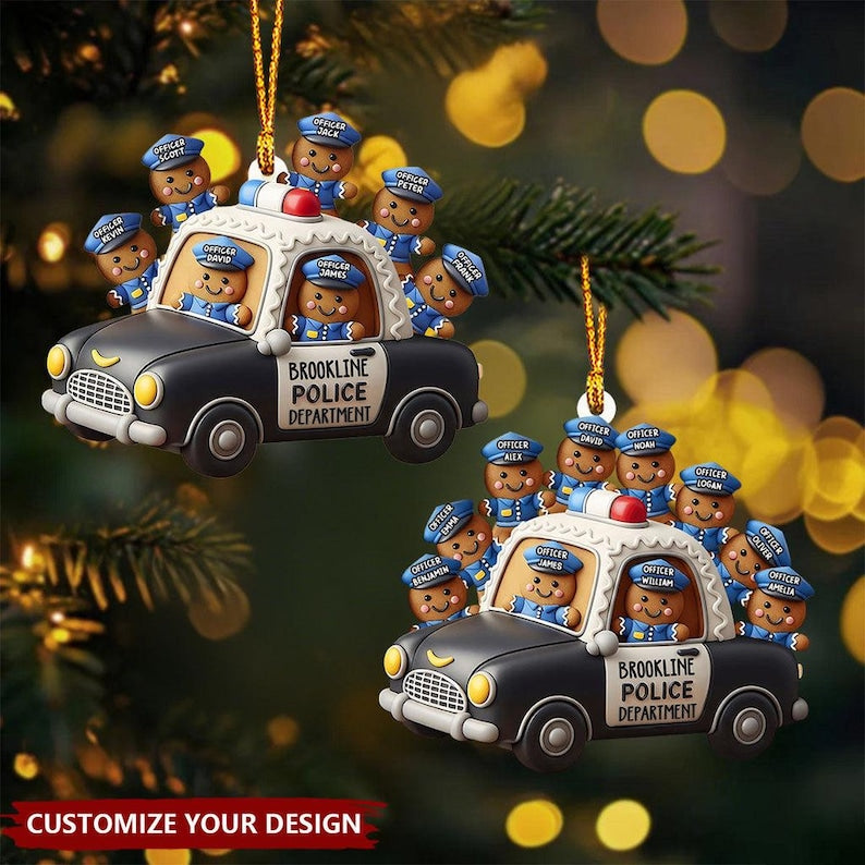 Custom Gingerbread Police Officer 2D Ornament, Personalized Acrylic Ornament For Law Enforcement, Policeman Keepsake, Police Department Gift