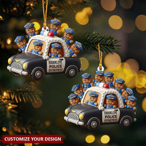 Custom Gingerbread Police Officer 2D Ornament, Personalized Acrylic Ornament For Law Enforcement, Policeman Keepsake, Police Department Gift