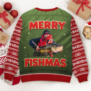 Merry Fishmas Ugly Christmas Sweater: Funny Fisherman Holiday Outfit
