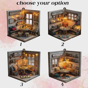 Game Room Miniature Ornament, 2025 Christmas Gift, Personalized Ornament For Board Game Lover