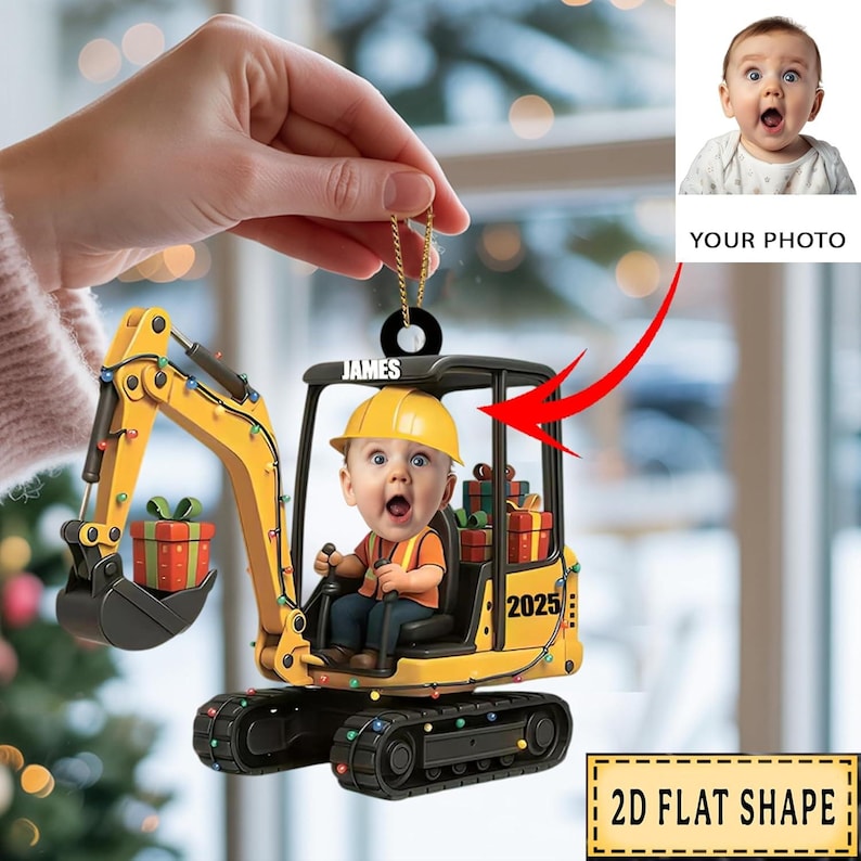 Personalized Kid Face Excavator Ornament Acrylic Christmas Decoration