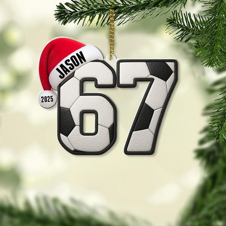 Personalized Sports Number 67 Ornament Teen Athlete Gift