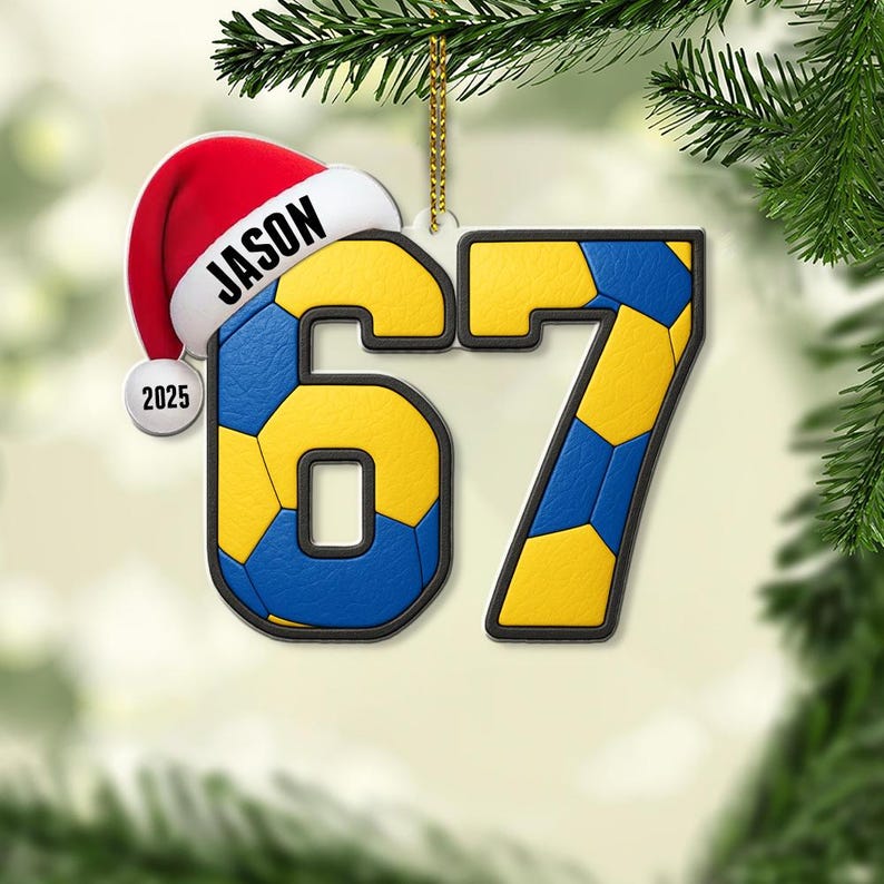 Personalized Sports Number 67 Ornament Teen Athlete Gift
