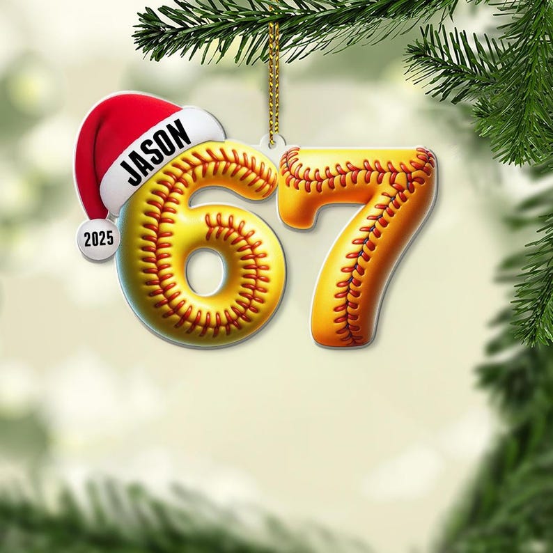 Personalized Sports Number 67 Ornament Teen Athlete Gift