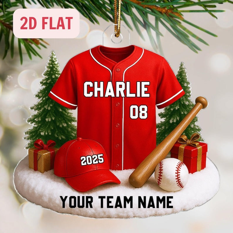 Personalized Baseball Uniform 2D FLAT Acrylic Ornament, Custom Baseball Christmas Ornament, Gift For Baseball Players, Baseball Team Gift