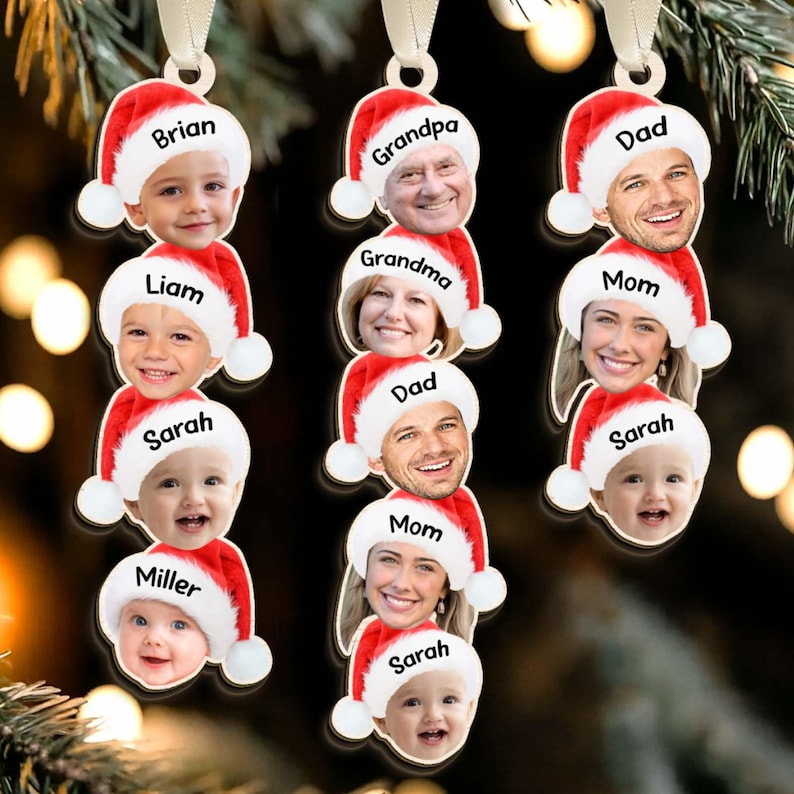 Custom Photo Family Christmas Ornament, Funny Face Acrylic Keepsake