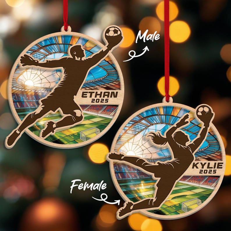 Personalized Soccer Goalkeeper Ornament, Custom Soccer Player Ornament Gift for Boys Girls, Soccer Coach Team Gift Sports Keepsake