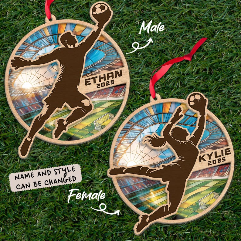 Personalized Soccer Goalkeeper Ornament, Custom Soccer Player Ornament Gift for Boys Girls, Soccer Coach Team Gift Sports Keepsake