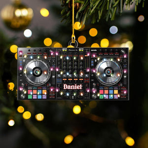 Custom Name DJ Controller Christmas Ornament, DJ Table Flat 2D Ornament, Controller Table Christmas Ornament Gift For Him, Music Lover Gift