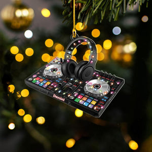 Custom Name DJ Controller Christmas Ornament, DJ Table Flat 2D Ornament, Controller Table Christmas Ornament Gift For Him, Music Lover Gift