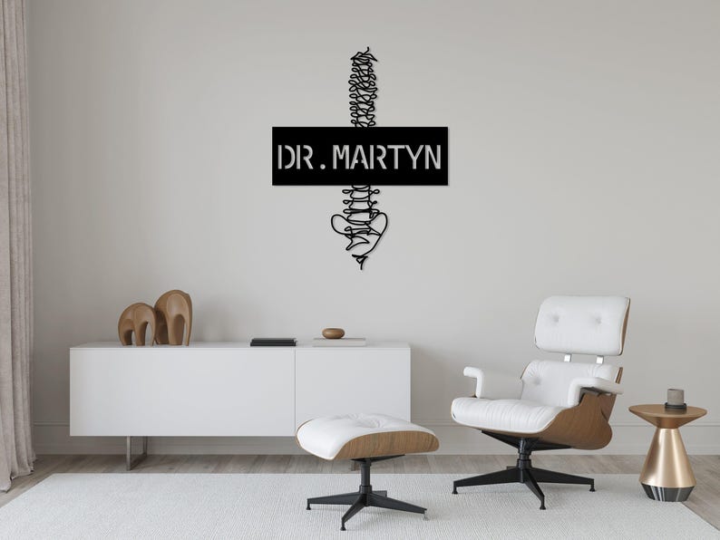 Custom Doctor Name Sign, Personalized Spine Design Wall Sign, Office Wall Sign, Custom Doctor Metal Wall Art,Metal Health Care Sign,Home Art