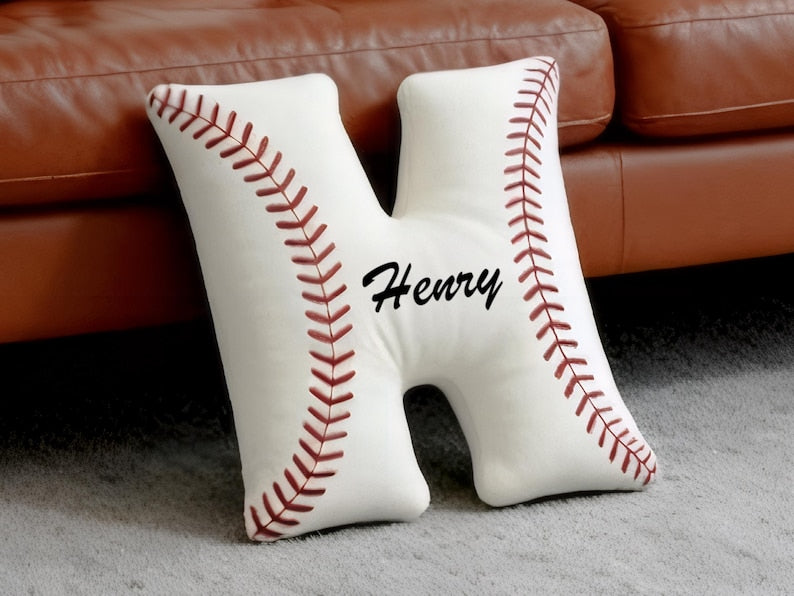 Custom Baseball Letter Pillow,Personalized Initial Number Pillow,Baseball Lover Player Gift,Sports Pillow,Monogram Baseball Pillow,Kids Gift