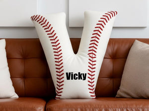 Personalized Letter Baseball Pillow,Custom Baseball Pillow,Throw Pillow,Sports Cushion,Baseball Pillow for Kids,Baseball Decor,Gift For Him
