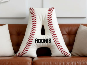 Personalized Letter Baseball Pillow,Custom Baseball Pillow,Throw Pillow,Sports Cushion,Baseball Pillow for Kids,Baseball Decor,Gift For Him