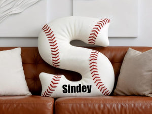 Personalized Letter Baseball Pillow,Custom Baseball Pillow,Throw Pillow,Sports Cushion,Baseball Pillow for Kids,Baseball Decor,Gift For Him