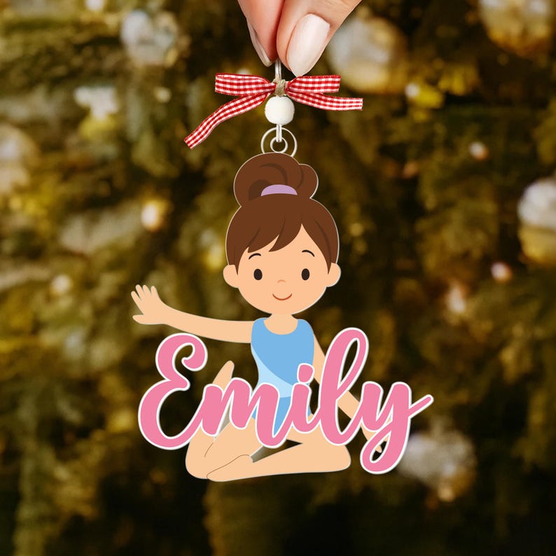 Personalized Girls Gymnastics Ornament, Sport Ornament, Gymnastics Gift, Gifts for Gymnast, Christmas Tree Decor, Team Christmas Gift