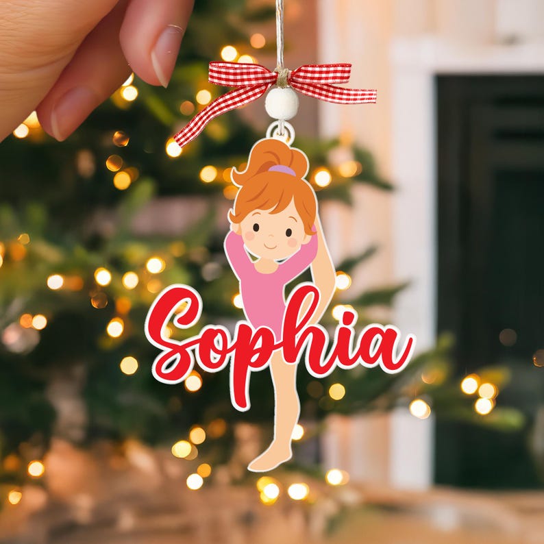 Personalized Girls Gymnastics Ornament, Sport Ornament, Gymnastics Gift, Gifts for Gymnast, Christmas Tree Decor, Team Christmas Gift