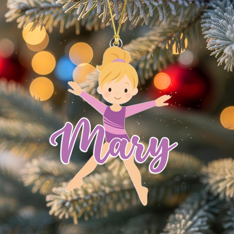 Personalized Girls Gymnastics Ornament, Sport Ornament, Gymnastics Gift, Gifts for Gymnast, Christmas Tree Decor, Team Christmas Gift