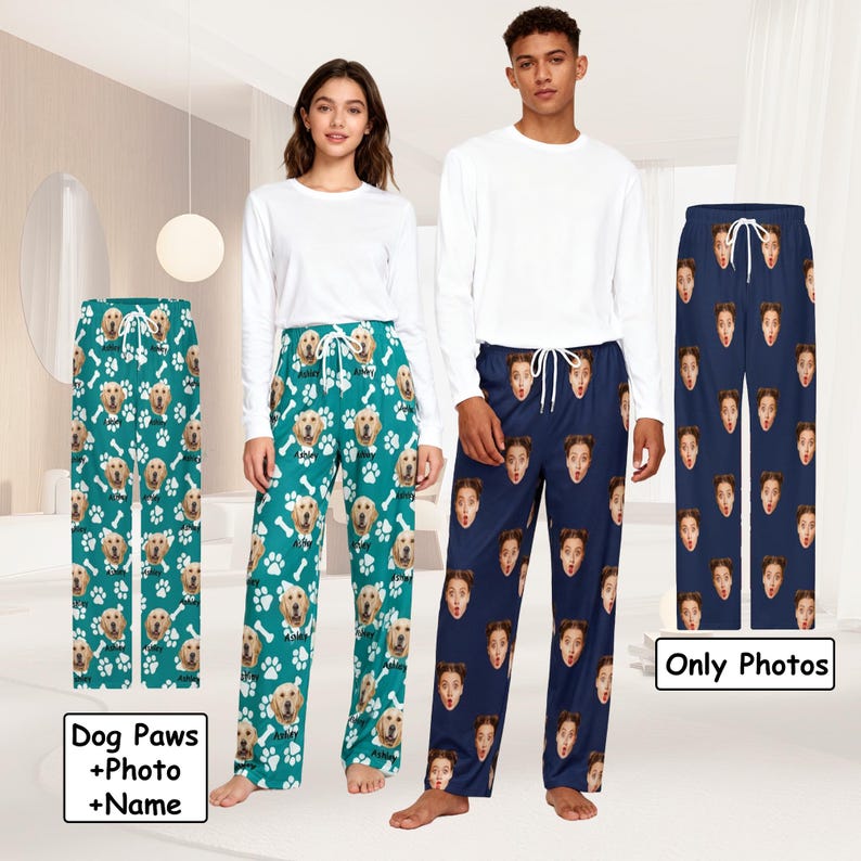 Custom Pajama Pants,Custom Dog Face Pajama,Personalized Pet Photo Pajamas,Men Pajama,Women Pajama,Daddy Gifts,Mothers Day Gift,Gifts for Dad