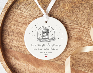 Personalised Our First Christmas in Our New Home Bauble | Custom Name Ornament | Snow Globe Design | Couple Keepsake | Housewarming Gift