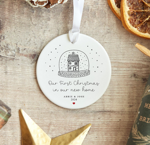Personalised Our First Christmas in Our New Home Bauble | Custom Name Ornament | Snow Globe Design | Couple Keepsake | Housewarming Gift