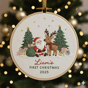 Personalized Baby's First Christmas Embroidered Ornament Keepsake 2025, Baby gift Christmas, First Christmas Family 2025