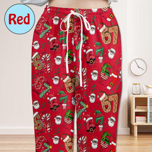 67 Meme Pajamas Pants, Six Seven Christmas Pajama Pants, Christmas Pants, Funny Holiday Loungewear Cozy Unisex Xmas Loungewear