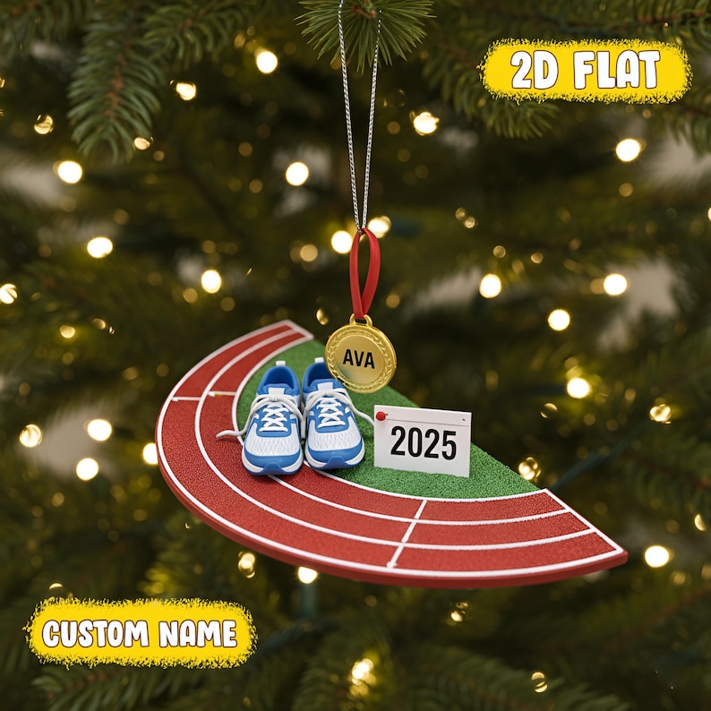 Track and Field Ornament, Custom Name Sports Gift, Runner Christmas Decor, Personalized Athlete Ornament, Running Gift Idea,2D Flat Ornament