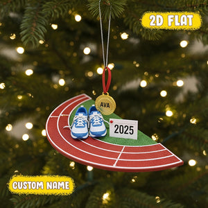 Track and Field Ornament, Custom Name Sports Gift, Runner Christmas Decor, Personalized Athlete Ornament, Running Gift Idea,2D Flat Ornament