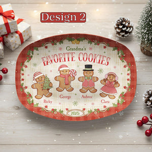 Custom Grandma's Favorite Cookies Plate, Personalized Gingerbread Christmas Plate, Grandkids Names, Grandma Gift, Christmas Gifts