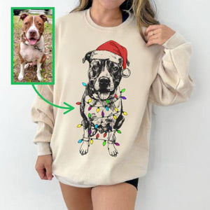 Custom Pet Christmas T-Shirt with Photo & Name| Personalized Pet Portrait Shirt | Custom Dog Cat Graphic Tee | Pet Lover Gift