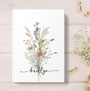 Personalized Wildflower Journal: Custom Floral Hardcover Notebook