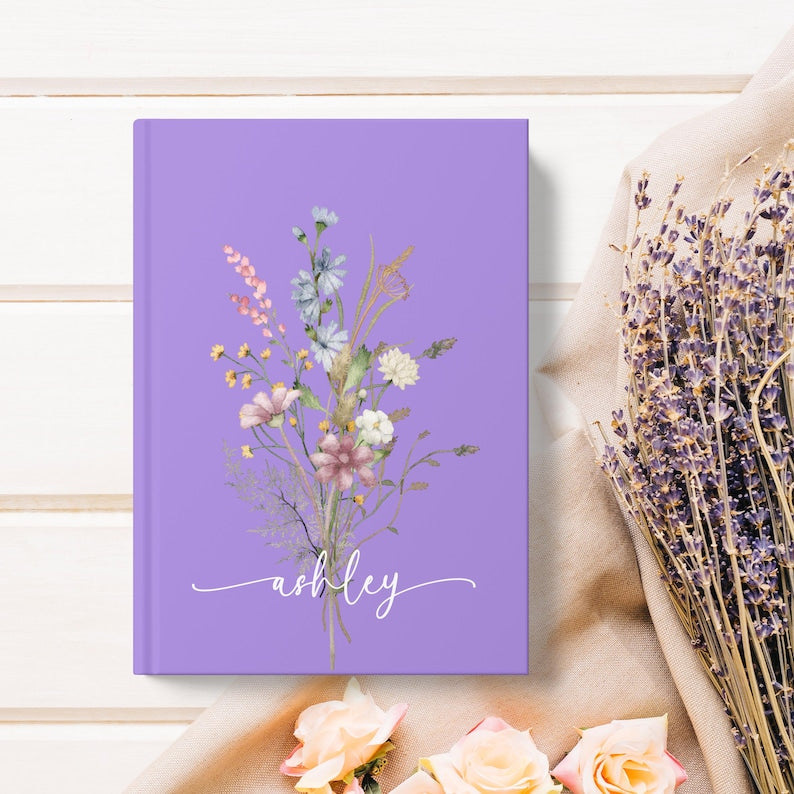 Personalized Wildflower Journal: Custom Floral Hardcover Notebook
