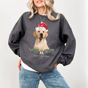 Custom Pet Christmas Portrait Sweatshirt: Personalized Dog/Cat Photo Gift