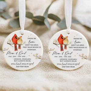 Cardinal Memorial Ornament,Custom Cardinal Christmas Ornament,Red Cardinal Ornament,Sympathy Gift Loss of Father Mother,Remembrance Ornament