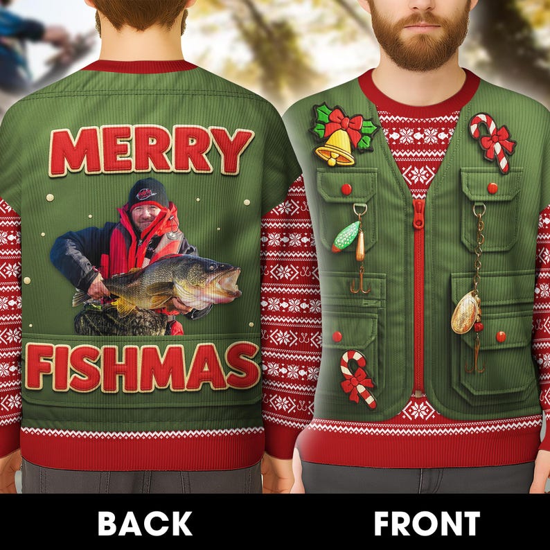 Merry Fishmas Ugly Christmas Sweater: Funny Fisherman Holiday Outfit