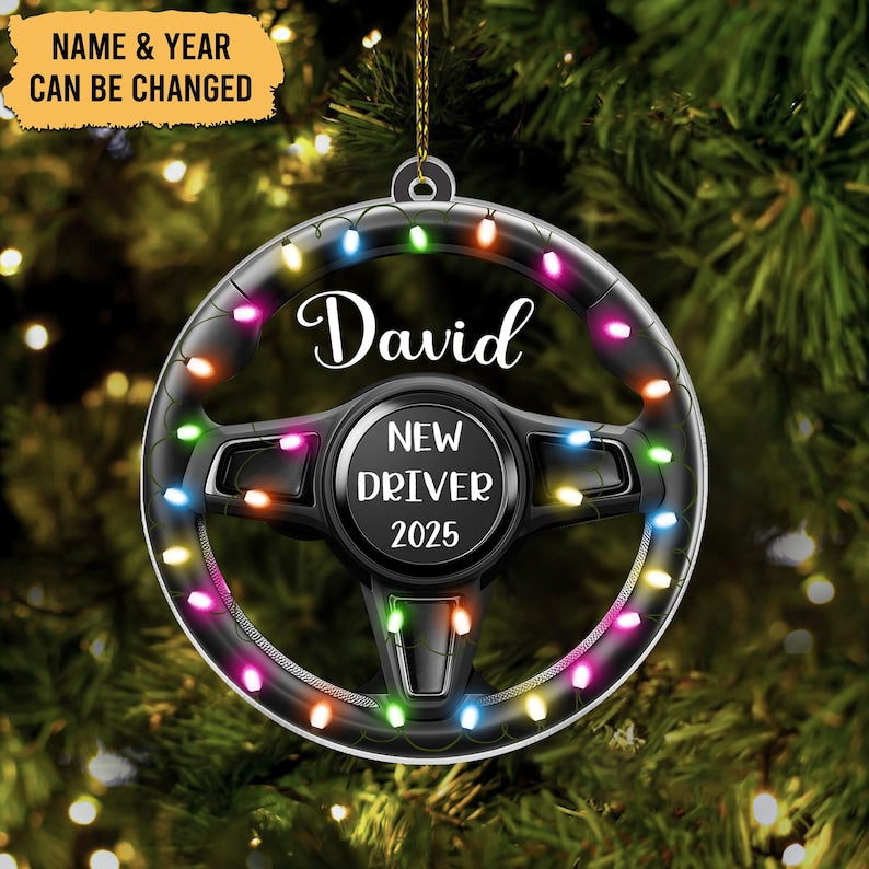 Personalized New Driver Ornament 2025, Driver s License Ornament 2D Flat, First Time Driver Christmas Gift Keepsake, Funny Teen Permit Gift