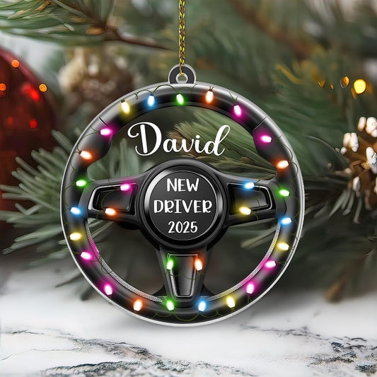 Personalized New Driver Ornament 2025, Driver s License Ornament 2D Flat, First Time Driver Christmas Gift Keepsake, Funny Teen Permit Gift