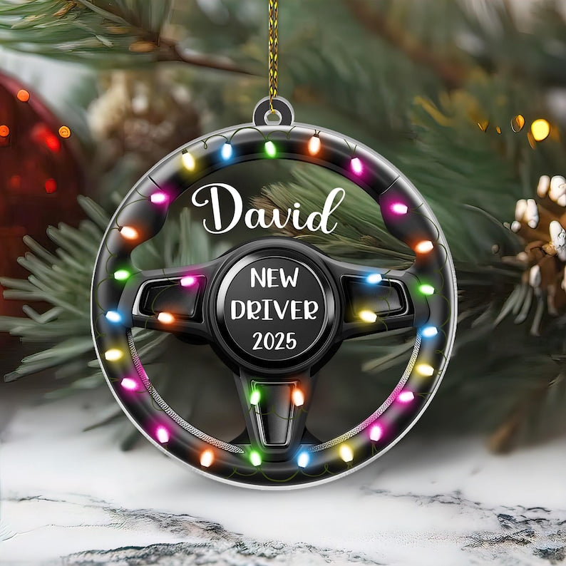 Personalized New Driver Ornament 2025, Driver s License Ornament 2D Flat, First Time Driver Christmas Gift Keepsake, Funny Teen Permit Gift