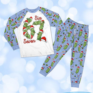 Matching 67 Pickle Christmas PJs, Funny 6 7 Meme Sleepwear, Ugly Xmas Gift for Family, Viral Pajamas Set, Christmas Pickle Gift Pajamas